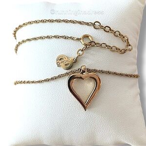 Vintage Authentic Christian Dior Open Heart Gold CD Logo Necklace